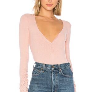 Free People Imtimately Cozy Up With Me Bodysuit in Light Pink